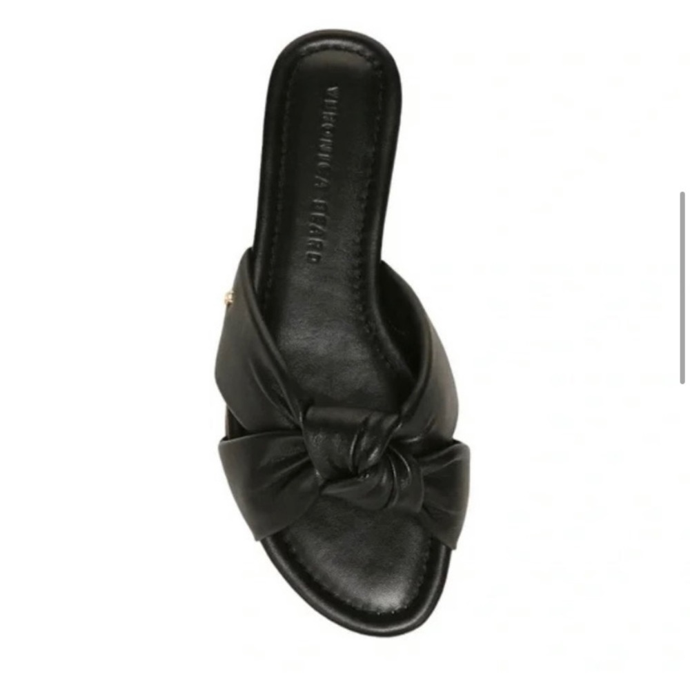 Veronica Beard 'Salton' Knot-Front Leather Slide Sandals, Black